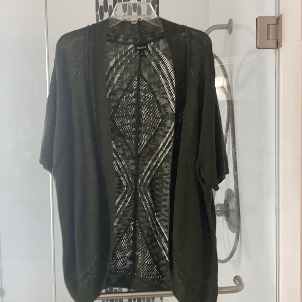 Olive Green Short Sleeve open Sweater Torrid
